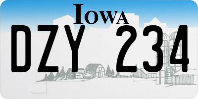 IA license plate DZY234