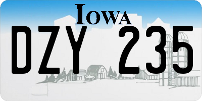 IA license plate DZY235
