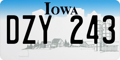IA license plate DZY243