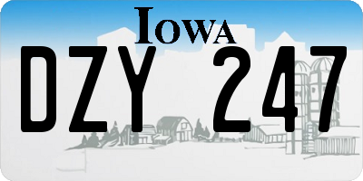 IA license plate DZY247