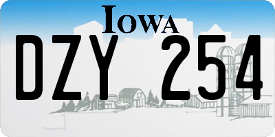 IA license plate DZY254