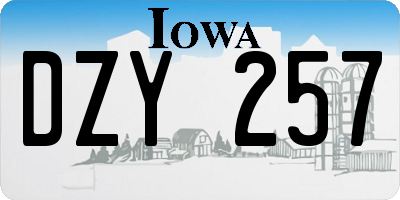 IA license plate DZY257