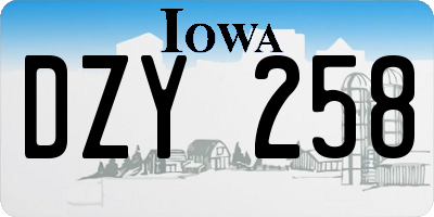 IA license plate DZY258
