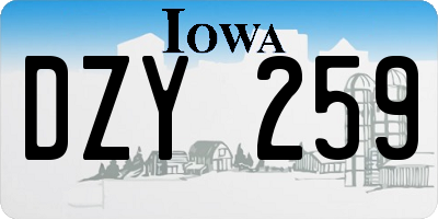 IA license plate DZY259