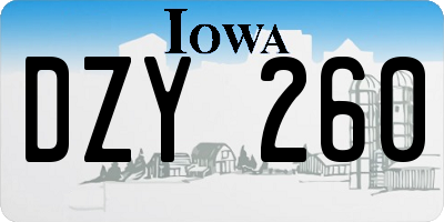 IA license plate DZY260