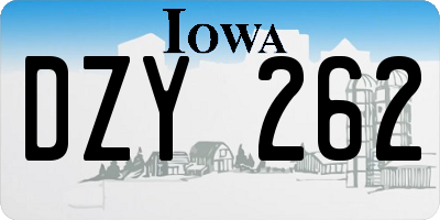 IA license plate DZY262