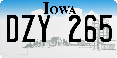 IA license plate DZY265