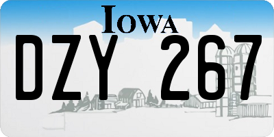IA license plate DZY267