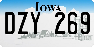 IA license plate DZY269
