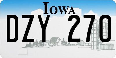 IA license plate DZY270