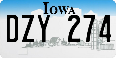 IA license plate DZY274