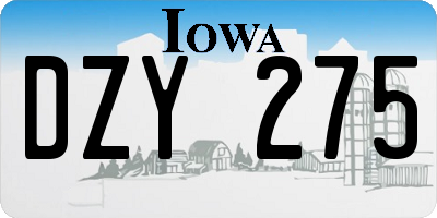 IA license plate DZY275