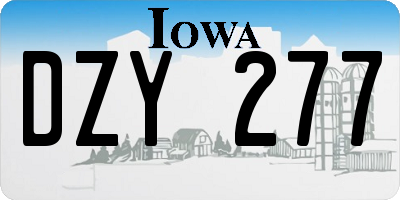 IA license plate DZY277