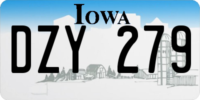 IA license plate DZY279