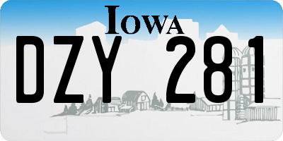 IA license plate DZY281