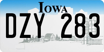 IA license plate DZY283