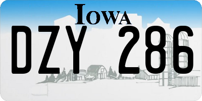 IA license plate DZY286
