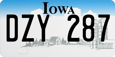 IA license plate DZY287