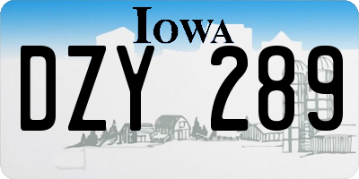 IA license plate DZY289