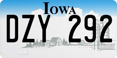 IA license plate DZY292
