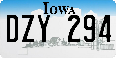 IA license plate DZY294