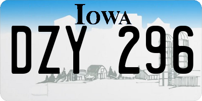 IA license plate DZY296