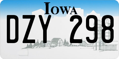 IA license plate DZY298