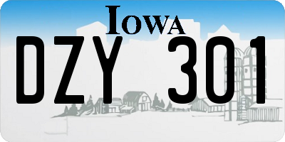 IA license plate DZY301
