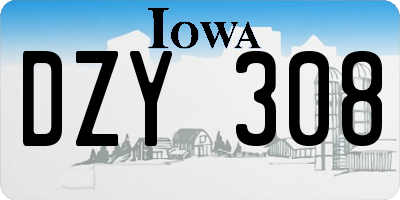 IA license plate DZY308
