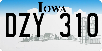 IA license plate DZY310
