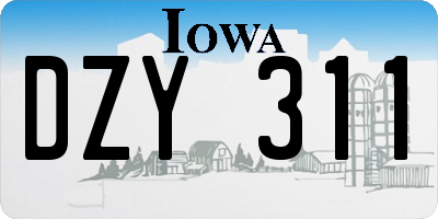 IA license plate DZY311