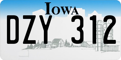 IA license plate DZY312