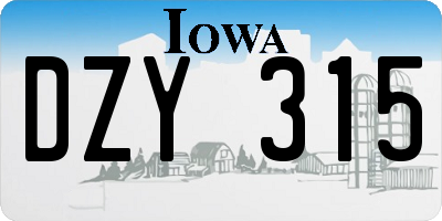 IA license plate DZY315