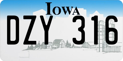 IA license plate DZY316