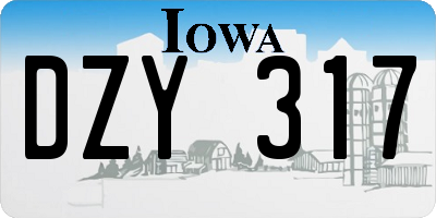 IA license plate DZY317