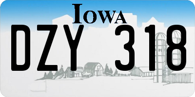 IA license plate DZY318