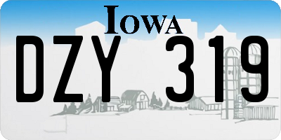 IA license plate DZY319