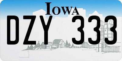 IA license plate DZY333