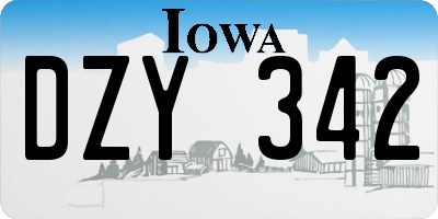 IA license plate DZY342