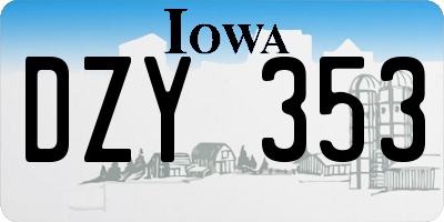 IA license plate DZY353