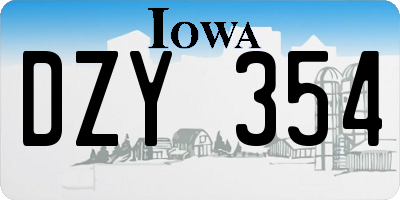 IA license plate DZY354