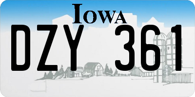 IA license plate DZY361