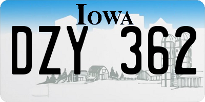 IA license plate DZY362