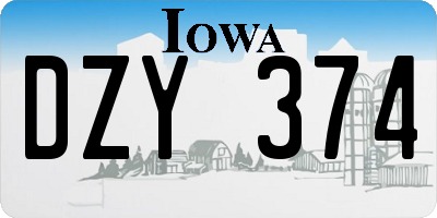 IA license plate DZY374