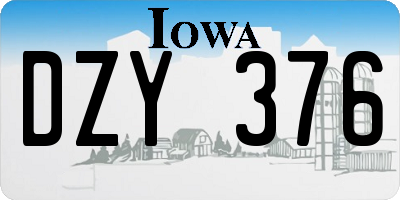 IA license plate DZY376