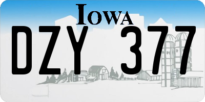 IA license plate DZY377
