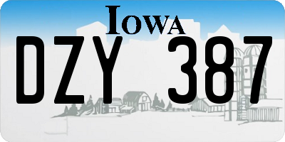 IA license plate DZY387