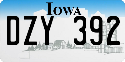 IA license plate DZY392