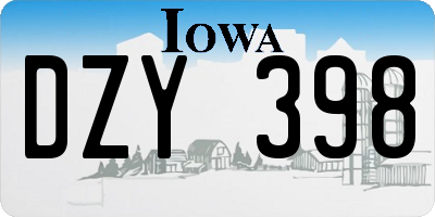 IA license plate DZY398
