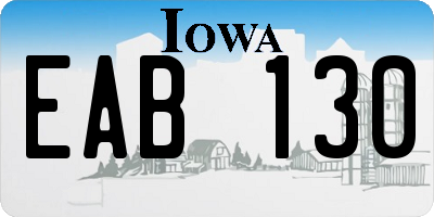 IA license plate EAB130